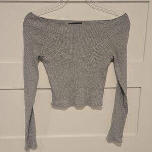 Brandy Melville Gray Ribbed Knit Top Y2K Casual
